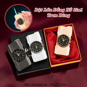 BẬT LỬA ĐỒNG HỒ 2IN1 TRƠN BÓNG (CÓ HỘP) - (XÀI GAS)