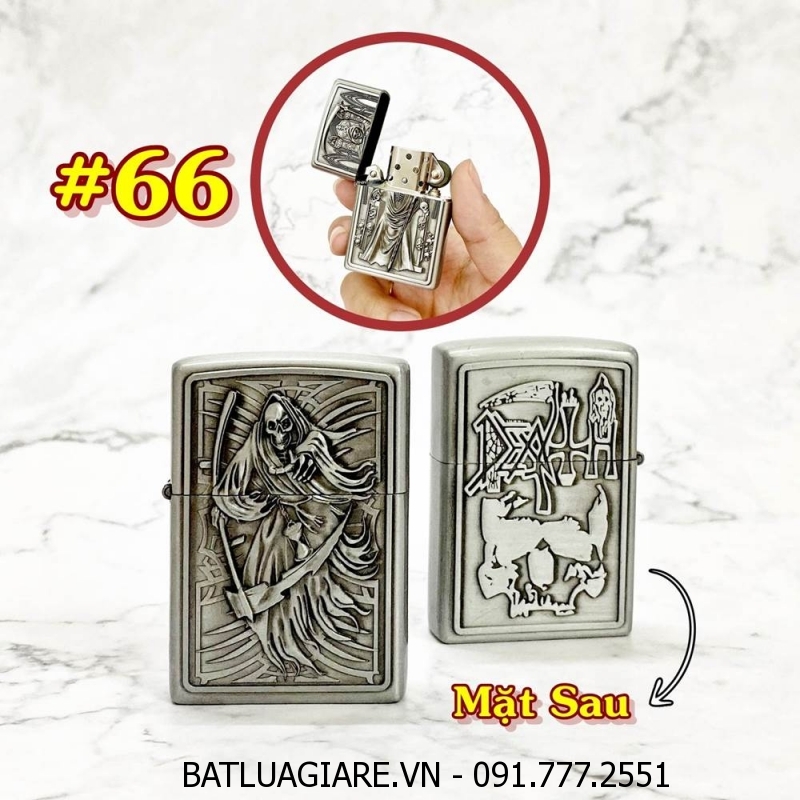 BÂT LỬA ZIPPO TỬ THẦN 2 MẶT HÌNH NỔI - (XÀI XĂNG) #66