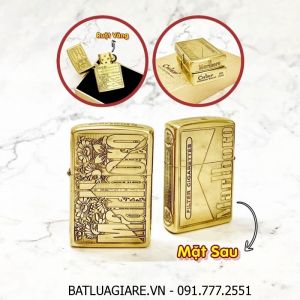 BẬT LỬA ZIPPO CHIEF BÓNG RUỘT VÀNG - KHẮC 5 MẶT LOGO MARLBORO C-6 (FULL BOX) - (XÀI XĂNG)