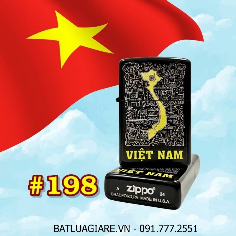 BẬT LỬA ZIPPO SƠN TĨNH ĐIỆN HÌNH MÊ CUNG SỬ VIỆT - HÌNH BẢN ĐỒ VIỆT NAM (CÓ MỘC ĐÁY) - (XÀI XĂNG) #198