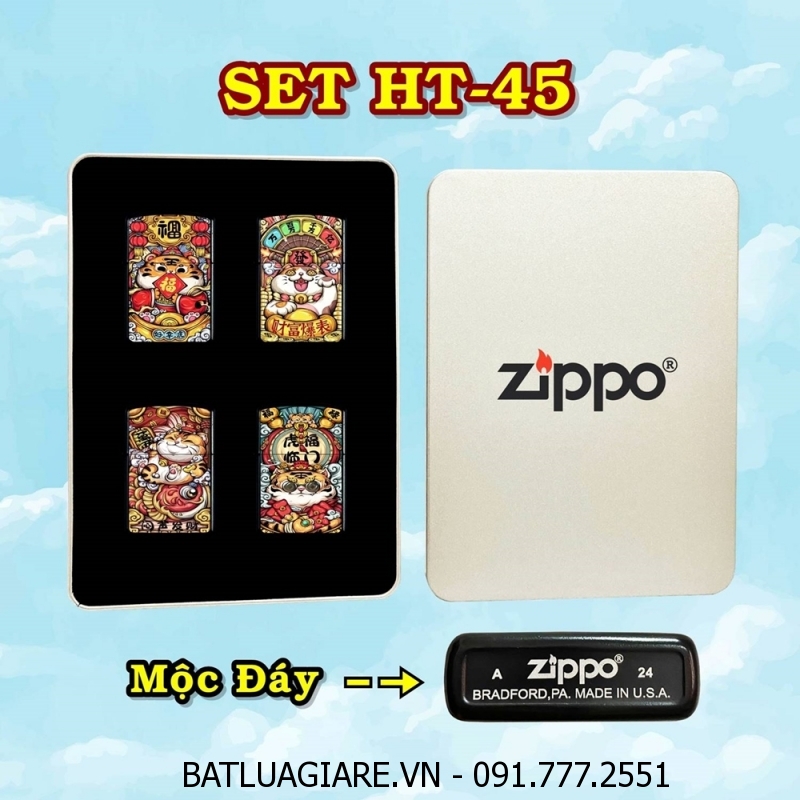 BỘ 4 BÂT LỬA ZIPPO SƠN TĨNH ĐIỆN 2 MẶT PHIÊN BẢN NHẬT HÌNH MÈO MAY MẮN CÁC KIỂU (CÓ MỘC ĐÁY) (HỘP THIẾC) - (XÀI XĂNG) #SET HT-45