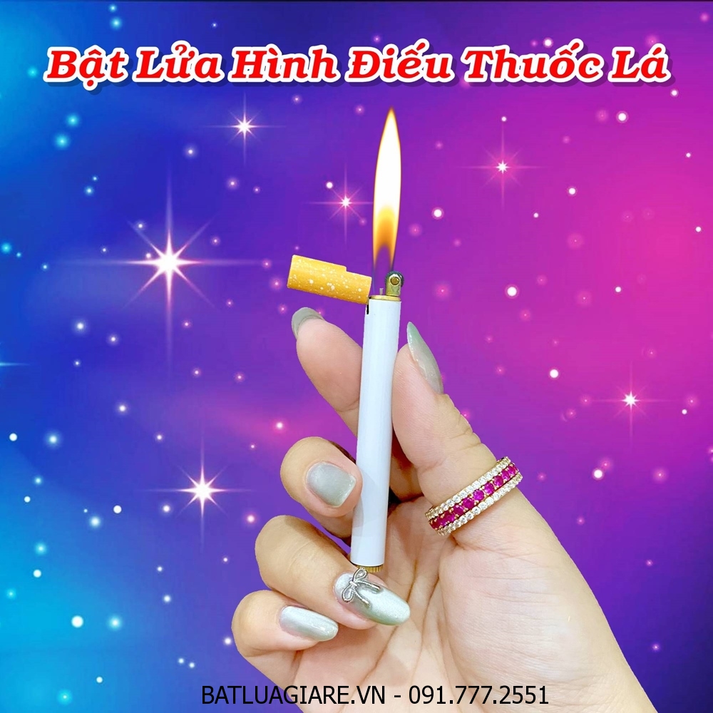 BẬT LỬA HÌNH ĐIẾU THUỐC LÁ (GAS ĐÁ RÃNH TAY) (KIM LOẠI) - (XÀI GAS)