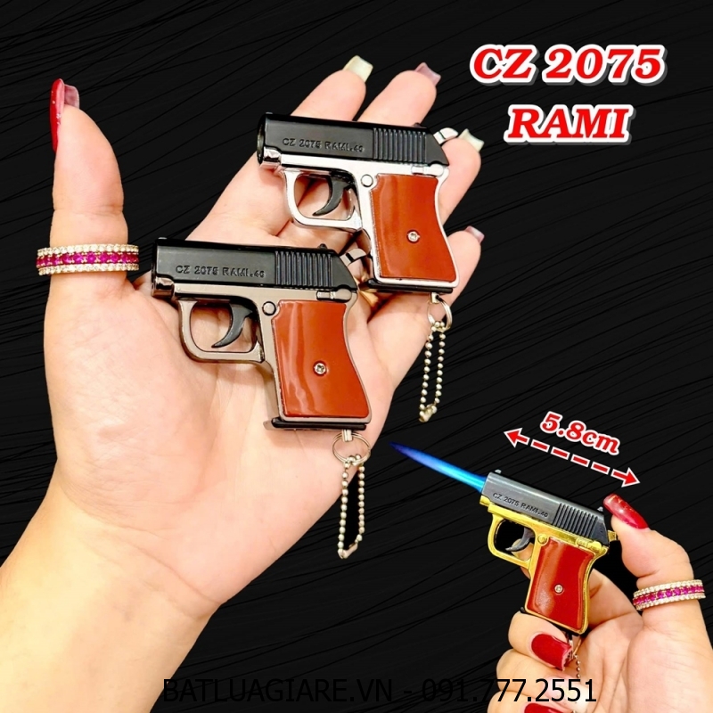 BẬT LỬA KHÈ MÓC KHÓA HÌNH SÚNG CZ 2075 RAMI (SIZE: 5.8CM) - (XÀI GAS)