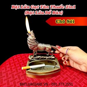 BẬT LỬA GẠT TÀN THUỐC 2IN1 HÌNH CON HỔ (BẬT LỬA ĐỂ BÀN) (FULLBOX) - (XÀI GAS)