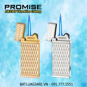 BẬT LỬA KHÈ PROMISE PR190 VÂN KIM CƯƠNG (GAS ĐÁ RÃNH TAY) - (XÀI GAS)