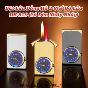 BẬT LỬA ĐỒNG HỒ 2 CHẾ ĐỘ LỬA DH-819 CÓ ĐÈN NHẤP NHÁY (FULLBOX) - (XÀI GAS)