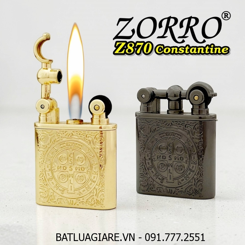 BẬT LỬA ZORRO Z870 HÌNH CÂY THÁNH GIÁ TRỪ TÀ CONSTANTINE - (XÀI GAS)