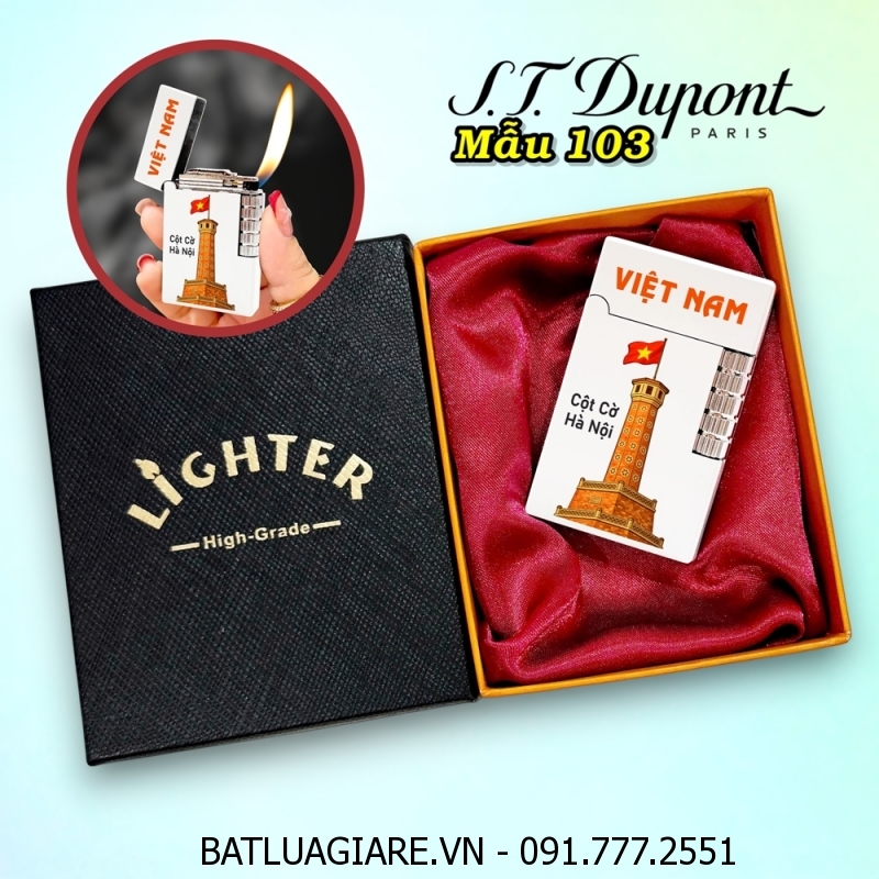 BẬT LỬA DUPONT HÌNH VIỆT NAM - CỘT CỜ HÀ NỘI M-103 (S.T. DUPONT) (CÓ HỘP) - (XÀI GAS)