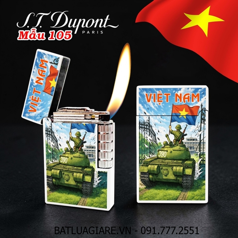 BẬT LỬA DUPONT HÌNH VIỆT NAM - XE TĂNG TIẾN VÀO DINH ĐỘC LẬP 30/4/1975 M-105 (S.T. DUPONT) - (XÀI GAS)