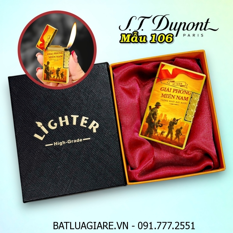 BẬT LỬA DUPONT HÌNH VIỆT NAM - NGÀY TOÀN THẮNG 30/4/1975 M-106 (S.T. DUPONT) (CÓ HỘP) - (XÀI GAS)