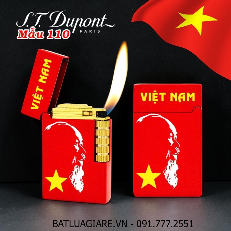 BẬT LỬA DUPONT HÌNH BÁC HỒ VÀ SAO VÀNG VIỆT NAM M-110 (S.T. DUPONT) - (XÀI GAS)