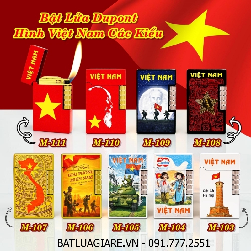 BẬT LỬA DUPONT HÌNH VIỆT NAM CÁC KIỂU (S.T. DUPONT) - (XÀI GAS)