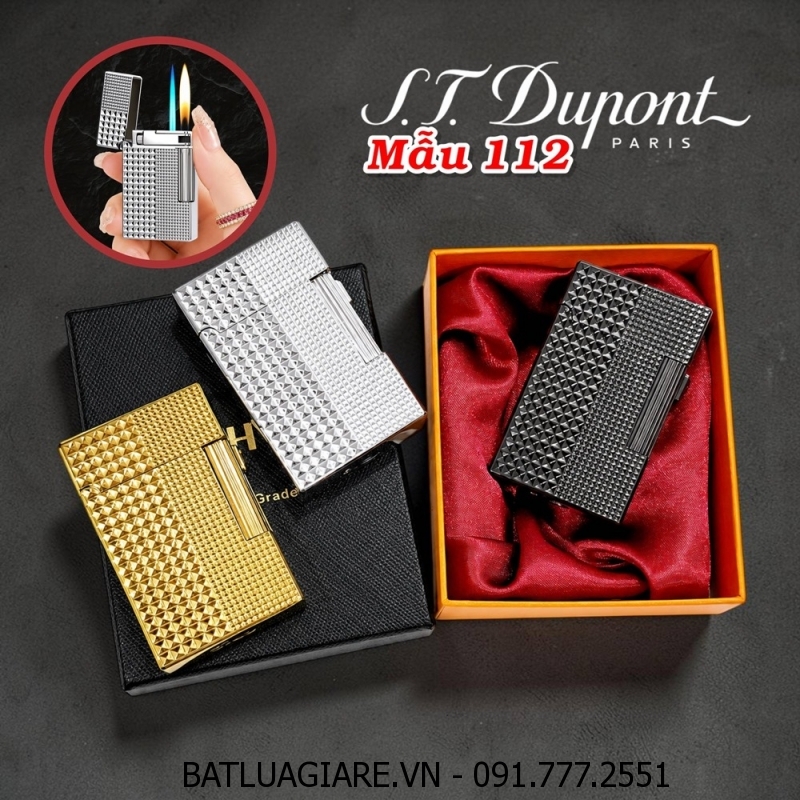 BẬT LỬA DUPONT 2 CHẾ ĐỘ LỬA VÂN KIM CƯƠNG M-112 (S.T. DUPONT) (CÓ HỘP) - (XÀI GAS)