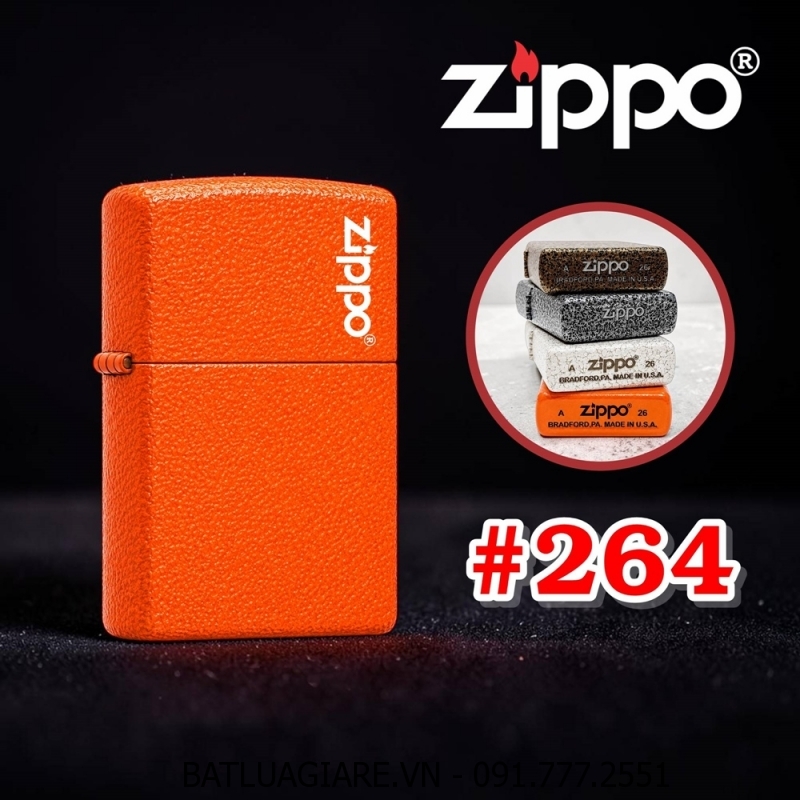 BẬT LỬA ZIPPO SƠN KIỂU SẦN VỎ CAM (CÓ MỘC ĐÁY) - (XÀI XĂNG) #264