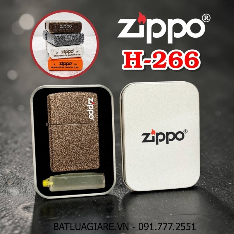 BẬT LỬA ZIPPO SƠN KIỂU NHAM THẠCH MÀU VÀNG ĐEN (CÓ MỘC ĐÁY) - (HỘP THIẾC KÈM XĂNG) H-266