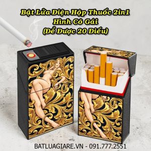 BẬT LỬA ĐIỆN HỘP THUỐC 2IN1 HÌNH CÔ GÁI SEXY GIRL (ĐỂ ĐƯỢC 20 ĐIẾU) (FULLBOX) - (SẠC ĐIỆN)