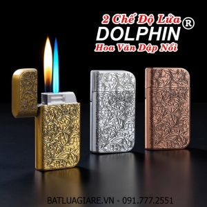 BẬT LỬA DOLPHIN 2 CHẾ ĐỘ LỬA HÌNH HOA VĂN DẬP NỔI - (XÀI GAS)