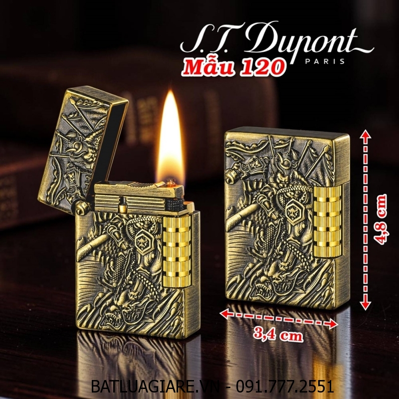 BẬT LỬA DUPONT NHẬT HÌNH TÔN NGỘ KHÔNG CƯỠI RỒNG M-120 (DUPONT LÙN) - (XÀI XĂNG)