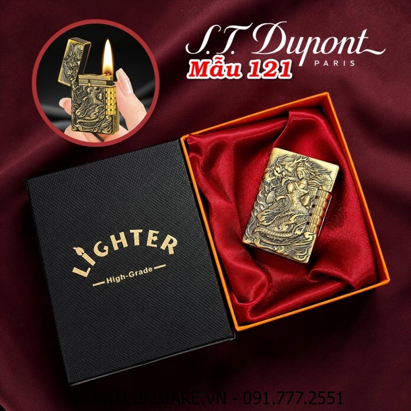 BẬT LỬA DUPONT NHẬT HÌNH CÔ GÁI CƯỠI RỒNG M-121 (DUPONT LÙN) (CÓ HỘP) - (XÀI XĂNG)