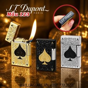 BẬT LỬA DUPONT HÌNH LÁ BÀI HOA VĂN DẬP NỔI M-123 (S.T. DUPONT) - (XÀI GAS)