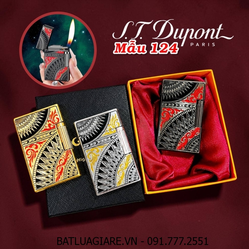 BẬT LỬA DUPONT HOA VĂN MANDALA DẬP NỔI M-124 (MẠN ĐÀ LA) (S.T. DUPONT) (CÓ HỘP) - (XÀI GAS)
