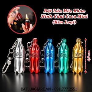BẬT LỬA MÓC KHOÁ HÌNH CHAI COCA MINI (KIM LOẠI) - (XÀI XĂNG)