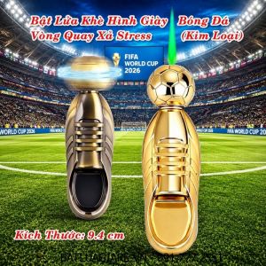 BẬT LỬA KHÈ HÌNH GIÀY BÓNG ĐÁ VÒNG QUAY XẢ STRESS (KIM LOẠI) FULLBOX - (XÀI GAS)