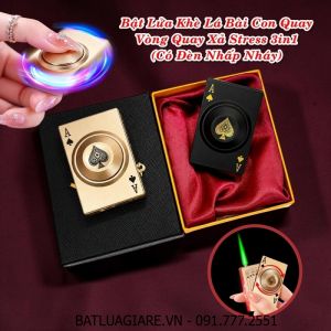 BẬT LỬA KHÈ LÁ BÀI CON QUAY - LÁ BÀI VÒNG QUAY XẢ STRESS 3IN1 (CÓ ĐÈN NHẤP NHÁY) (CÓ HỘP) - (XÀI GAS)