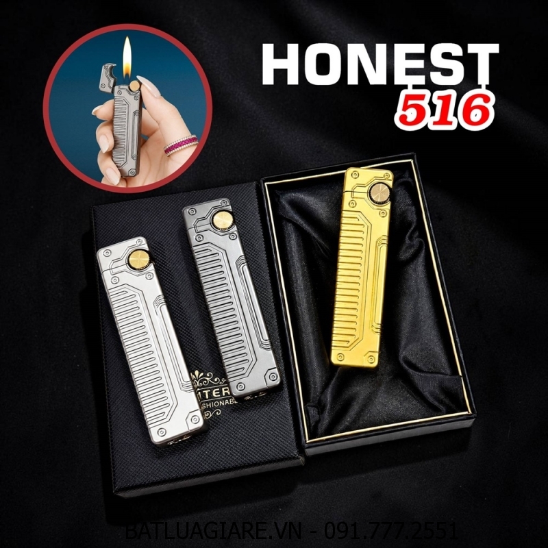 BẬT LỬA GAS ĐÁ THANH DÀI VÂN CƠ KHÍ HONEST 516 (CÓ HỘP) - (XÀI GAS)