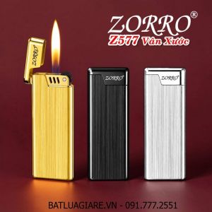 BẬT LỬA ZORRO Z577 VÂN XƯỚC DÀI SIÊU MỎNG - (XÀI GAS)