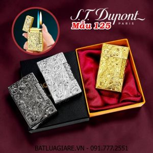 BẬT LỬA DUPONT 2 CHẾ ĐỘ LỬA HOA VĂN DẬP NỔI M-125 (S.T. DUPONT) (CÓ HỘP) - (XÀI GAS)