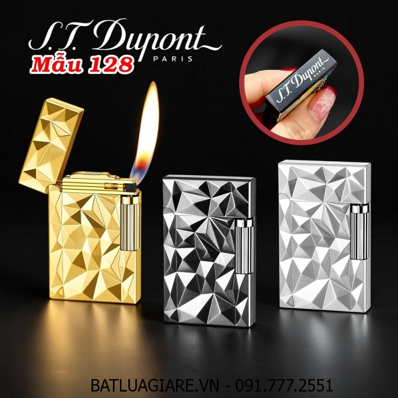 BẬT LỬA DUPONT VÂN KIM CƯƠNG DẬP NỔI 2 MẶT M-128 (S.T. DUPONT) - (XÀI GAS)