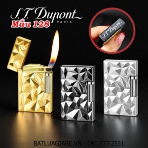 BẬT LỬA DUPONT VÂN KIM CƯƠNG DẬP NỔI 2 MẶT M-128 (S.T. DUPONT) - (XÀI GAS)