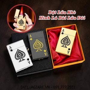 BẬT LỬA KHÈ HÌNH LÁ BÀI LỬA ĐÔI (CÓ HỘP) - (XÀI GAS)