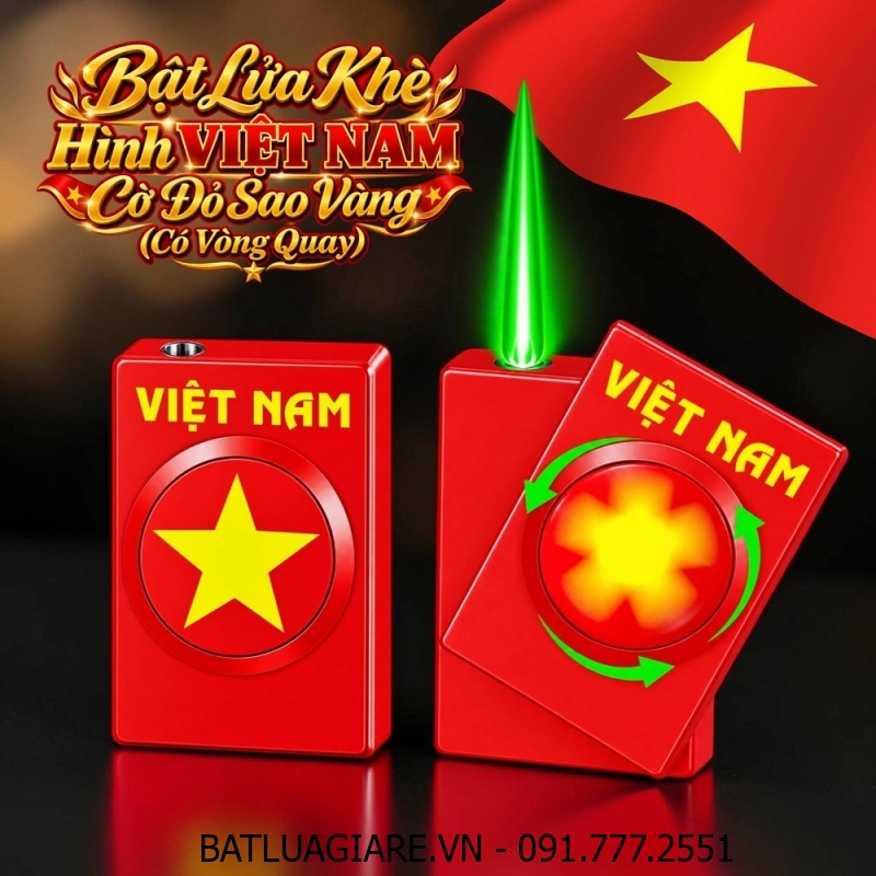 BẬT LỬA KHÈ HÌNH CỜ VIỆT NAM - CỜ ĐỎ SAO VÀNG (CÓ VÒNG QUAY) - (XÀI GAS)
