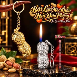BẬT LỬA MÓC KHÓA HẠT ĐẬU PHỘNG TÀI LỘC - MAY MẮN (KIM LOẠI) (FULLBOX) - (XÀI GAS)