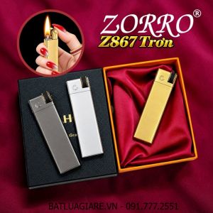 BẬT LỬA XĂNG ĐÁ ZORRO Z867 TRƠN (CÓ HỘP)  - (XÀI XĂNG)