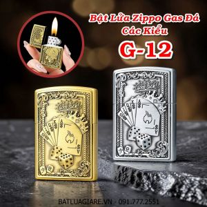 BẬT LỬA ZIPPO GAS ĐÁ CÁC KIỂU G-12 - (XÀI GAS)
