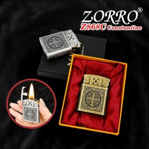 BẬT LỬA XĂNG ĐÁ ZORRO Z868C HÌNH CÂY THÁNH GIÁ TRỪ TÀ CONSTANTINE (CÓ HỘP) - (XÀI XĂNG)