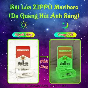 BẬT LỬA ZIPPO MARLBORO ĐỎ - DẠ QUANG HÚT ÁNH SÁNG - (XÀI XĂNG)