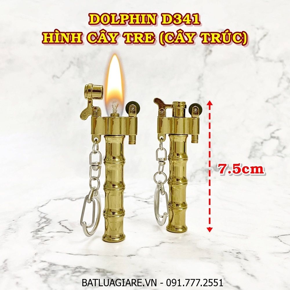 BẬT LỬA - MÓC KHÓA DOLPHIN XĂNG ĐÁ CỔ HÌNH CÂY TRE (CÂY TRÚC) D341 - (XÀI XĂNG)