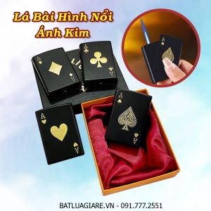 BẬT LỬA KHÈ LÁ BÀI HÌNH NỔI ÁNH KIM - (CÓ HỘP) - (XÀI GAS)