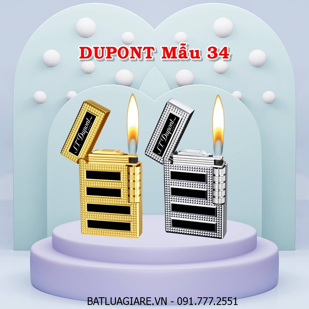 BẬT LỬA DUPONT VÂN KIM CƯƠNG SỌC ĐEN NGANG M-34 (S.T. DUPONT) - (XÀI GAS)