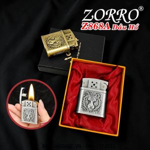 BẬT LỬA XĂNG ĐÁ ZORRO Z868A HÌNH ĐẦU HỔ (CÓ HỘP) - (XÀI XĂNG)