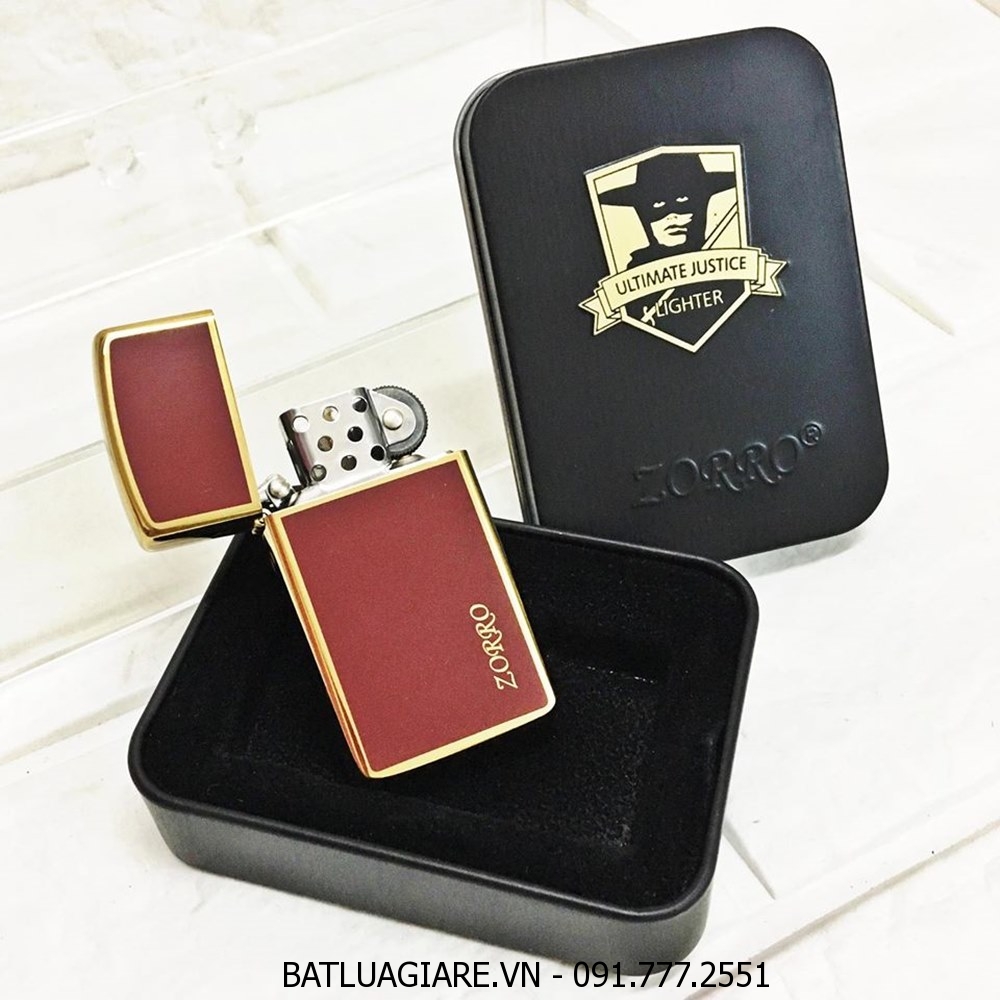 BẬT LỬA ZIPPO SLIM ZORRO ULTIMATE MÀU VÀNG ĐỎ (FULL BOX) - (XÀI XĂNG)