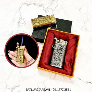 BẬT LỬA KHÈ GAS ĐÁ RÃNH TAY CHIEF CF220B HÌNH HOA VĂN (KIM LOẠI) (CÓ HỘP) - (XÀI GAS)
