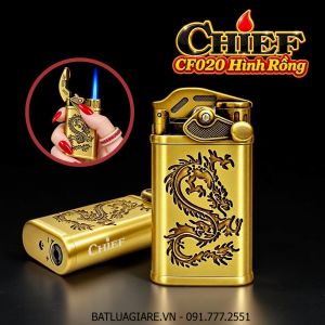 BẬT LỬA KHÈ CHIEF CF020B BÚNG TAY ĐÁNH LỬA HÌNH RỒNG - (XÀI GAS)